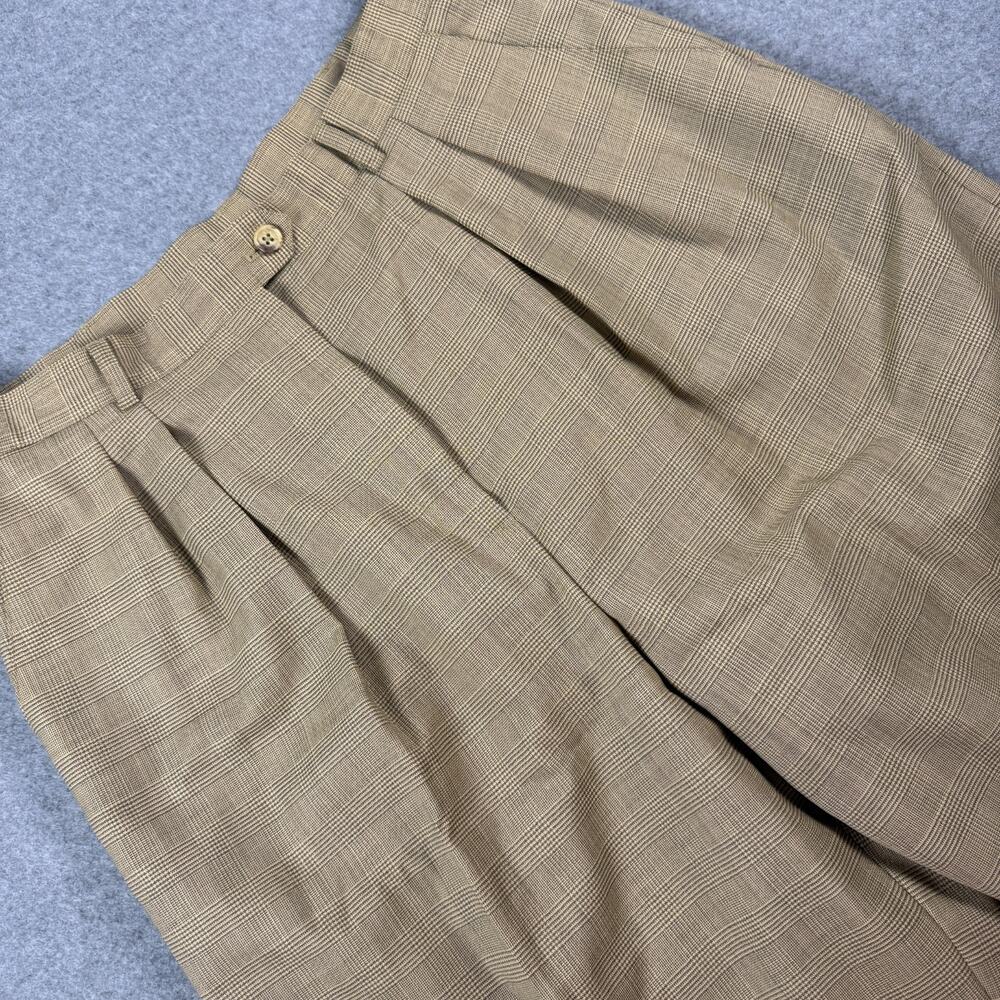 Lauren Ralph Lauren Trousers Womens 14 Tan Brown Worsted Wool Pleated Cuffed USA